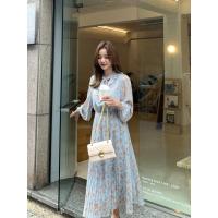 韩都衣舍2019新款秋装韩打底气质早秋长袖碎花连衣裙女OM90732勝