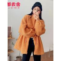 韩都衣舍2019秋装新款韩版女宽松加厚橘色bf慵懒短外套OM80862樰