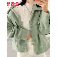 韩都衣舍2019秋装新款韩版女装宽松夹克仿羊羔绒短外套NW12214棽