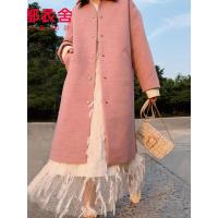 韩都衣舍2019冬季新款韩版女装中长款大衣过膝毛呢外套JZ12377瑭