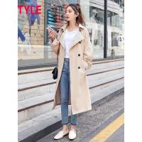 韩都衣舍2019秋装新款女韩版小个子外套格子长款风衣女NF11660翝