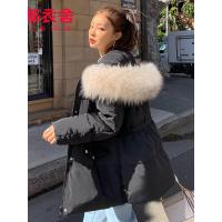 韩都衣舍2019韩版女装冬装新款黑色毛领收腰百搭短羽绒服LZ9000璎