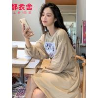韩都衣舍2019秋装新款女装韩版灯笼长袖印花系带连衣裙OM80898樰