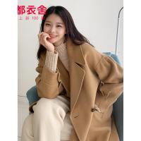 韩都衣舍2019冬装新款女装韩版双面呢大衣宽松毛呢外套JW12405筱