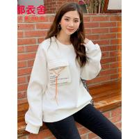 韩都衣舍2019冬装新款韩版宽松连帽潮字母长袖上衣卫衣RZ0145婋