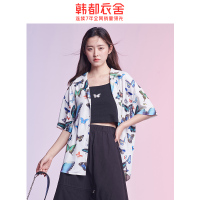 韩都衣舍2020夏季新款宽松上衣潮小众短袖设计感蝴蝶衬衫女RE5193