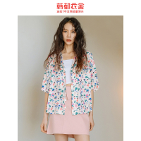 韩都衣舍2020夏装新款女装夏威夷上衣设计感垂感薄款衬衫RE7173鲲
