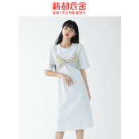 韩都衣舍2020夏装新款女装韩版女裙子中长款假两件连衣裙RU8072瑒