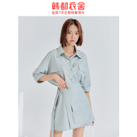 韩都衣舍2020夏新款韩版女工装风百搭两件套时尚套装RJ5066堃