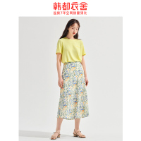 韩都衣舍2020夏装新款女装花卉心机气质两件套短袖套装OM81808諨