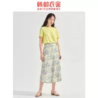 韩都衣舍2020夏装新款女装花卉心机气质两件套短袖套装OM81808諨