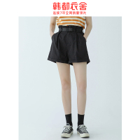 韩都衣舍2020夏季新款配潮酷腰带阔腿工装热裤女bf原宿宽松短裤潮