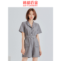韩都衣舍2020新款女装夏季简约收腰连体裤休闲裤RJ5070諨