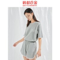 韩都衣舍2020夏装新款女装宽松字母两件套休闲时尚套装OM81862甦