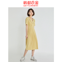 韩都衣舍旗舰店夏有女人的连衣裙显瘦气质通勤韩版中长款潘领裙子
