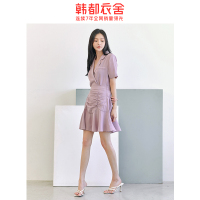 韩都衣舍2020夏装新款西装半裙法式复古两件套时尚套装女RJ5125勝