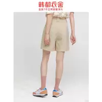韩都衣舍2020夏季新款女装简约五分直筒短款腰带休闲裤RN0079蒖