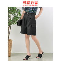 韩都衣舍2020夏季新款时尚工装口袋五分裤宽松显瘦休闲裤RJ5123禧