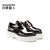 白领丽人秋款时尚TPU羊皮里垫系带日系厚底女单鞋休闲鞋