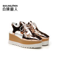 白领丽人春夏新款凉鞋厚底鞋休闲鞋英伦星星松糕鞋后空女鞋