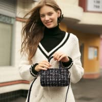 2019花呢波士顿包迷你枕头包手提小包包女