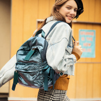 2019冬季潮款个性百搭丝绒大容量双肩包