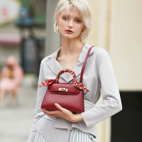 2019秋季新款红色包包女丝巾凯莉包简约百搭时尚手提包单肩斜挎包
