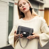 妙迪上新小包包女2019时尚潮款潮鳄鱼纹韩版单肩百搭斜挎真皮女包
