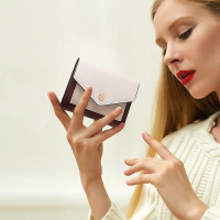 短款牛皮小钱包女ck18D15189小众设计师ins潮简约折叠信封零钱包