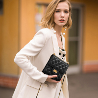 明星同款ins珍珠菱格链条包2019新款牛皮小香风包包复古斜挎小包