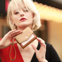 撞色信封手包女小包包2019新款短款钱包ins简约零钱包牛皮手拿包