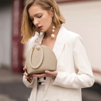 妙迪珍珠贝壳包女小包包2019秋冬新款潮百搭迷你手提包链条斜挎包