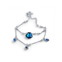 采用施华洛世奇元素海洋风水晶脚链女士韩版 简约 学生 森系清新