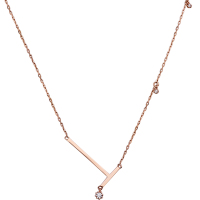 MY QAMRA18K金au750彩金项链 女士锁骨链 字母T玫瑰金吊坠 韩国时尚