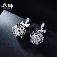 茗琳MINGLIN镂空球冷淡风圆脸耳环女士 适合百搭 气质 韩国 超仙超闪短款自戴耳坠