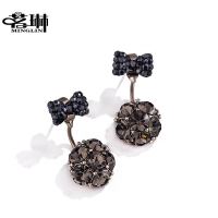 茗琳MINGLIN 玲珑蝴蝶水晶925银针耳环女士 韩国气质个性 冷淡风短款耳坠自戴