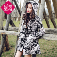 裂帛冬装新款连帽长袖长款大衣百搭双排扣毛呢外套