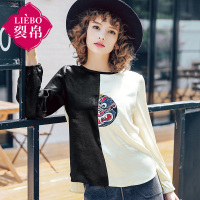 裂帛春装新款对半刺绣衬衣不规则衣摆圆领长袖衬衫