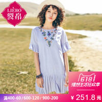 裂帛刺绣褶皱宽松连衣裙夏装新款小清新仙裙子ins超火