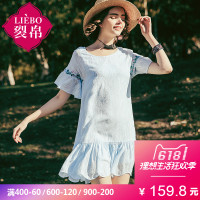 裂帛荷叶边雪纺连衣裙装夏新款宽松超仙裙子海边度假沙滩裙