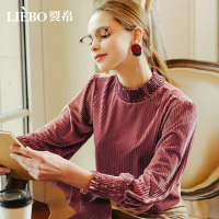 裂帛春季新品淑松紧小高领套头衫松紧袖口百搭显瘦针织衫