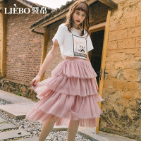 裂帛夏新款松紧腰多层雪纺韩版短裙A字少蛋糕裙半身裙