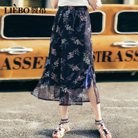 裂帛中长款碎花雪纺半身裙夏新款小清新侧开叉纱裙ins超火