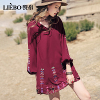 裂帛刺绣雪纺民族风连衣裙夏装新款a字复古pphome裙子