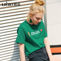 裂帛夏季新款圆领小字母印花休闲百搭装上衣宽松版短袖T恤