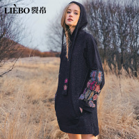 裂帛秋季新款唯美刺绣带帽时尚韩版宽松少风学生版连衣裙