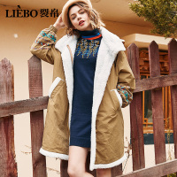 裂帛秋冬新款插袋精工刺绣松紧袖口休闲民族梭织长袖薄棉服