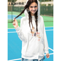 裂帛刺绣连帽宽松卫衣新款春装绣花不规则少学生套头上衣