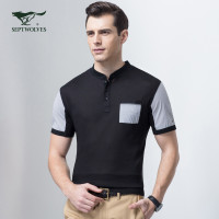 七匹狼短袖polo夏季男士都市休闲简约拼接T恤衫正品6082906