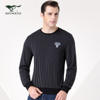 七匹狼长袖T恤圆领条纹长袖T恤摩登男装